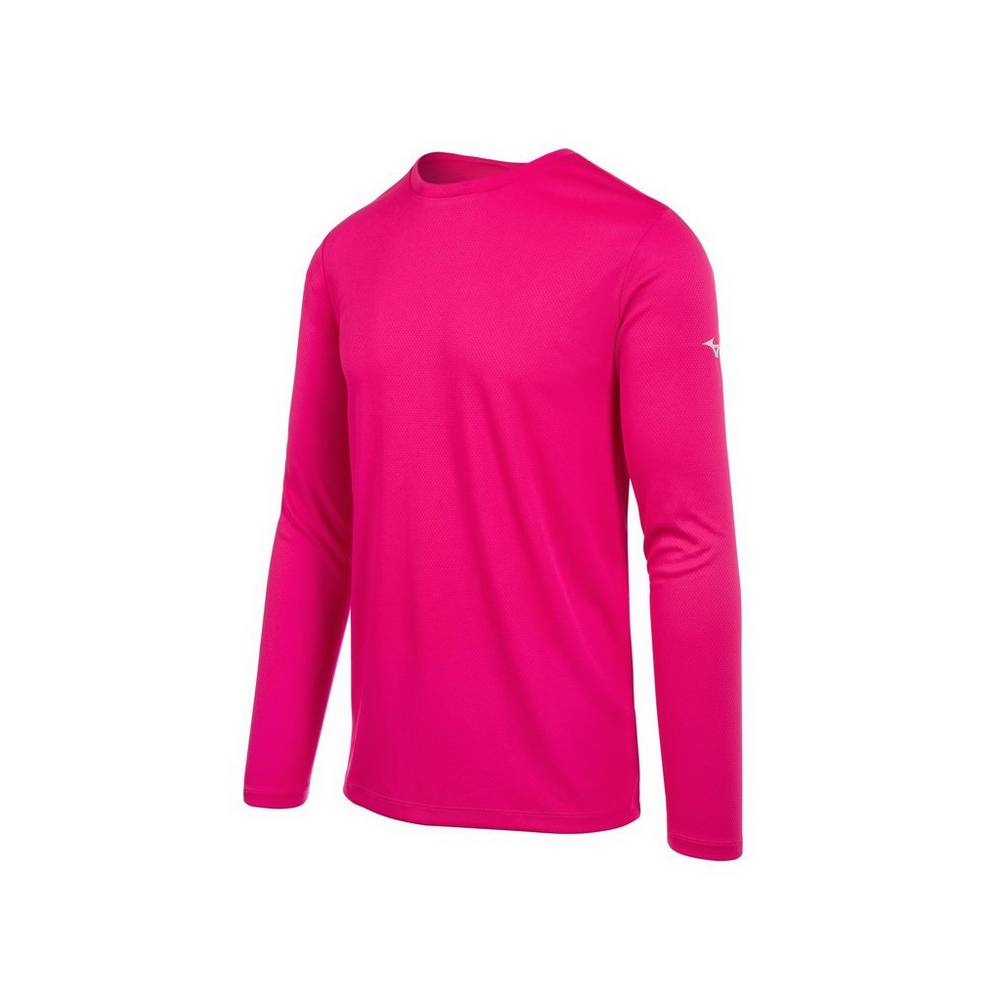 Mizuno Long Sleeve - Erkek Tişört - Pembe Türkiye (IXSRDQ-128)